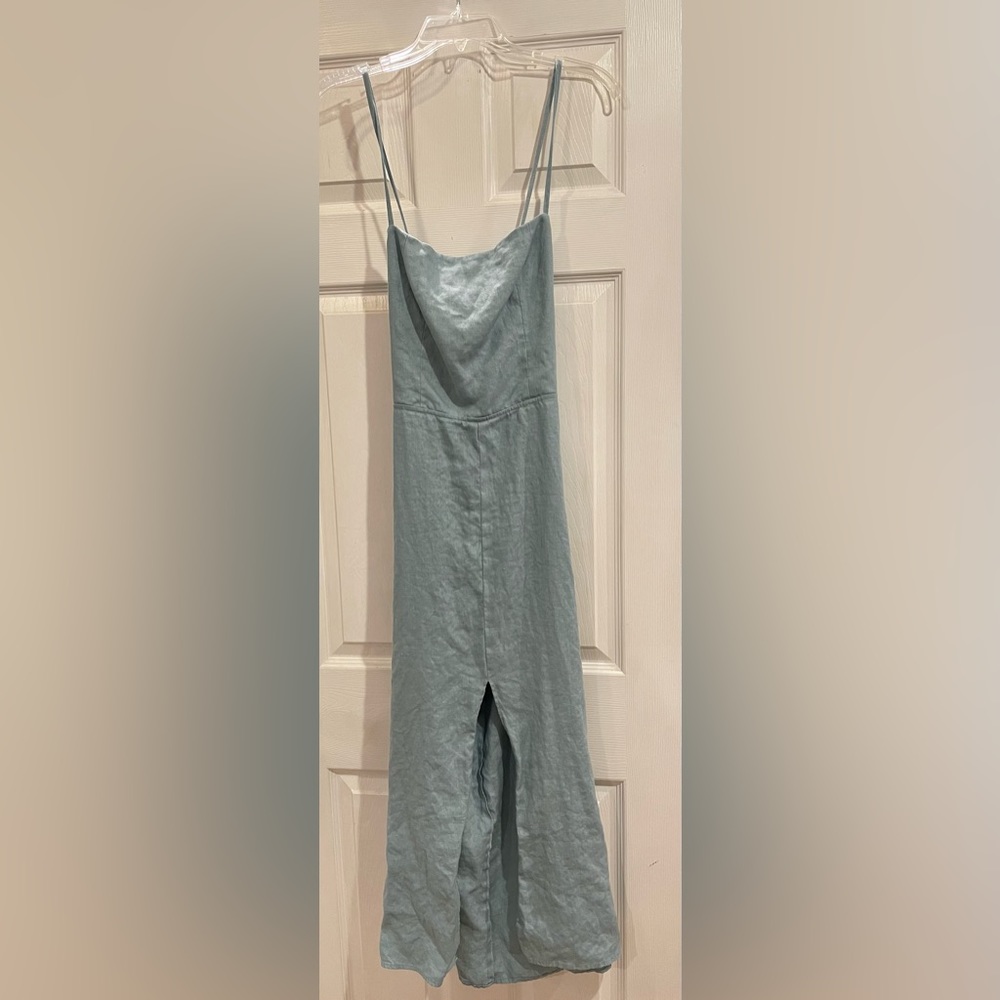 Reformation Nia Linen Dress in Turquoise